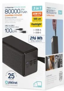 Powerbank Platinet 80000 mAh z latarką
