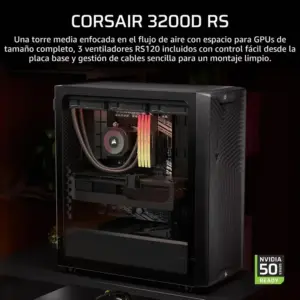 Caja PC Corsair 3200D RS Semitorre Humo con 3 ventiladores RS120 PWM