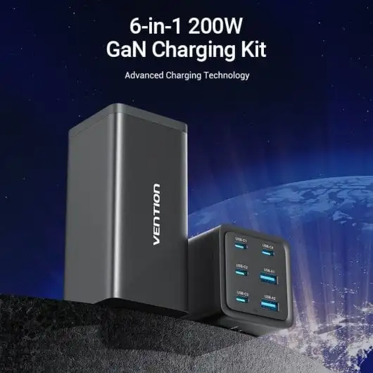 Cargador de pared Vention FENB0-EU con 4 USB-C