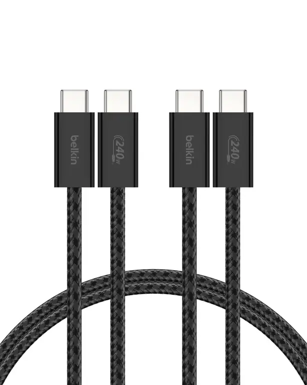 Cable USB-C Belkin 1.5m, pack 2, negro