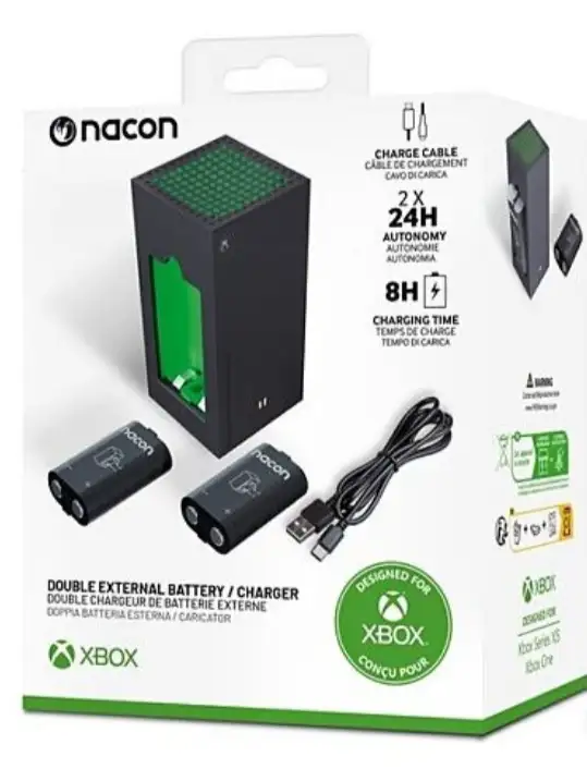 Pack Cargador y dos baterías externas para mandos Xbox