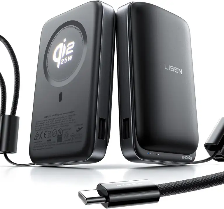 LISEN Qi2.2 25W MagSafe Powerbank 10.000 mAh (Schwarz)