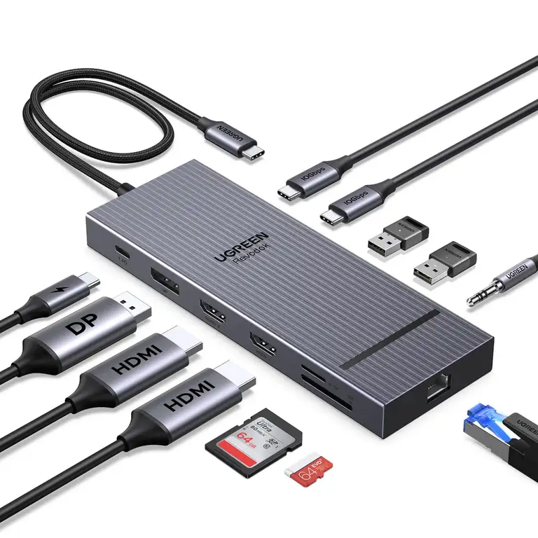 UGREEN 12-in-1 USB-C-Dock mit HDMI 4K@60Hz und DP 4K@120Hz
