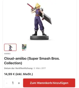 Nintendo Amiibo Cloud Player 1 – Final Fantasy Charakter