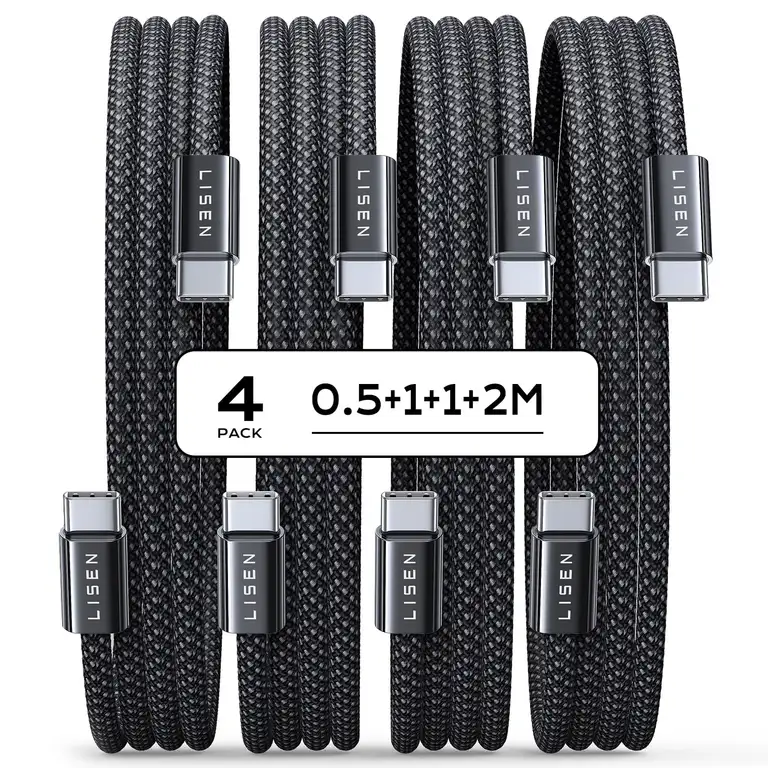 4er-Pack LISEN USB-C-Kabel – 0,5m bis 2m
