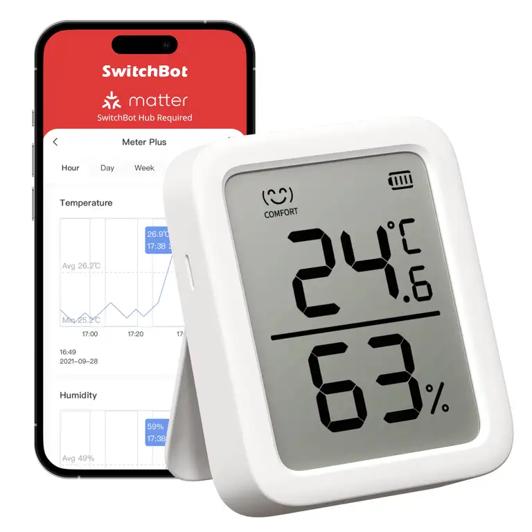 SwitchBot Thermometer Hygrometer Innen, Bluetooth