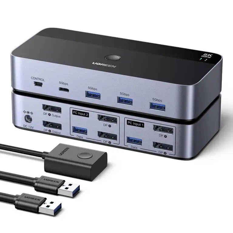 UGREEN Displayport KVM Switch 2 PC 2 Monitore 8K60Hz