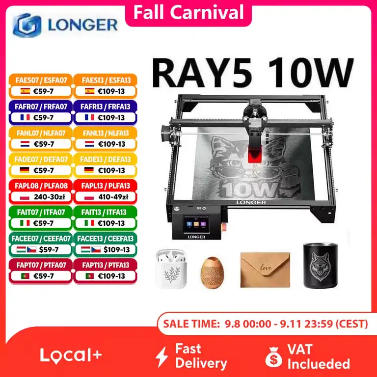 LONGER RAY5 10W Lasergravierer mit Touchscreen