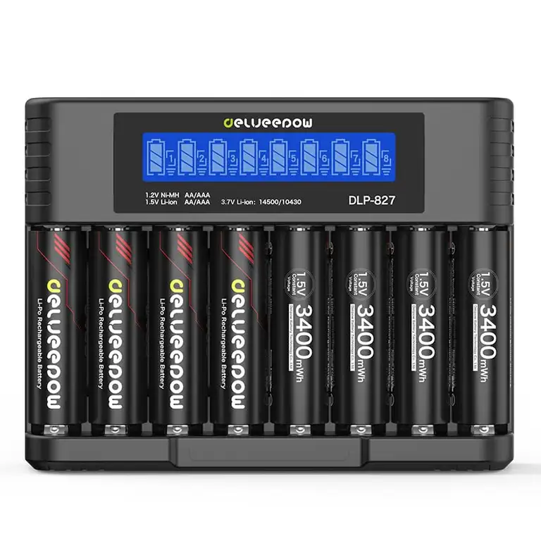 Delyeepow 1,5V AA Lithium-Akkus mit LCD-Ladegerät
