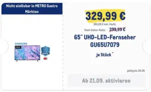 Samsung GU65U7079 65″ UHD 4K Smart-TV mit 5 Jahren Garantie