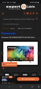 Panasonic TB-65Z60A OLED-TV in Lehrte für 999€