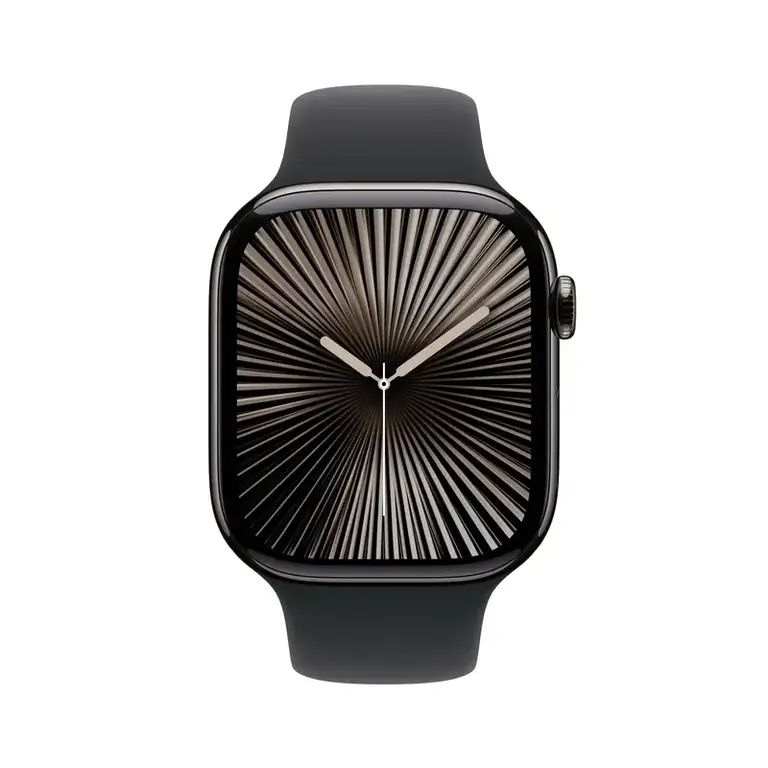 Apple Watch Series 10 LTE 46mm Slate Titangehäuse mit schwarzem Sportarmband