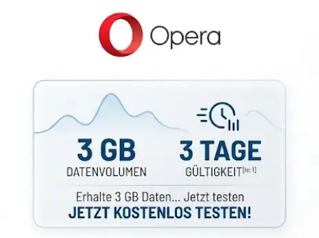 kostenlose eSIM mit 3 GB für 3 Tage (Opera Android)