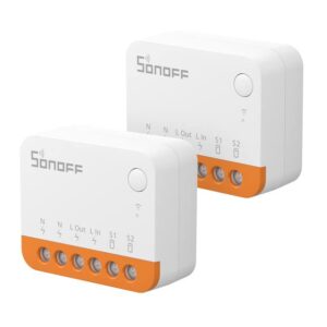 SONOFF MINIR4 Smart Wlan Schalter 2PCS, WiFi Schalter mit Timing-Funktion, Relay Split Mode, 2.4G WiFi, Neutralleiter erforderlich, Funktioniert mit Alexa/Goog…