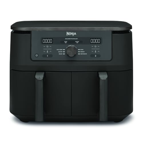 Ninja Heißluftfritteuse MAX Dual Zone, 2 Schubladen, 9,5 L, 6-in-1, Kochen ohne Öl, Air Fry, Max Crisp, Braten, Backen, Aufwärmen, Dörren, spülmaschinengeeigne…
