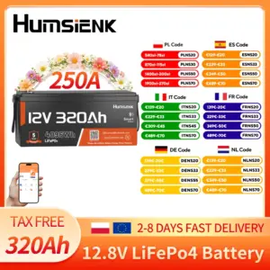 Humsienk LiFePO4 Batterie 12V 300Ah mit Bluetooth