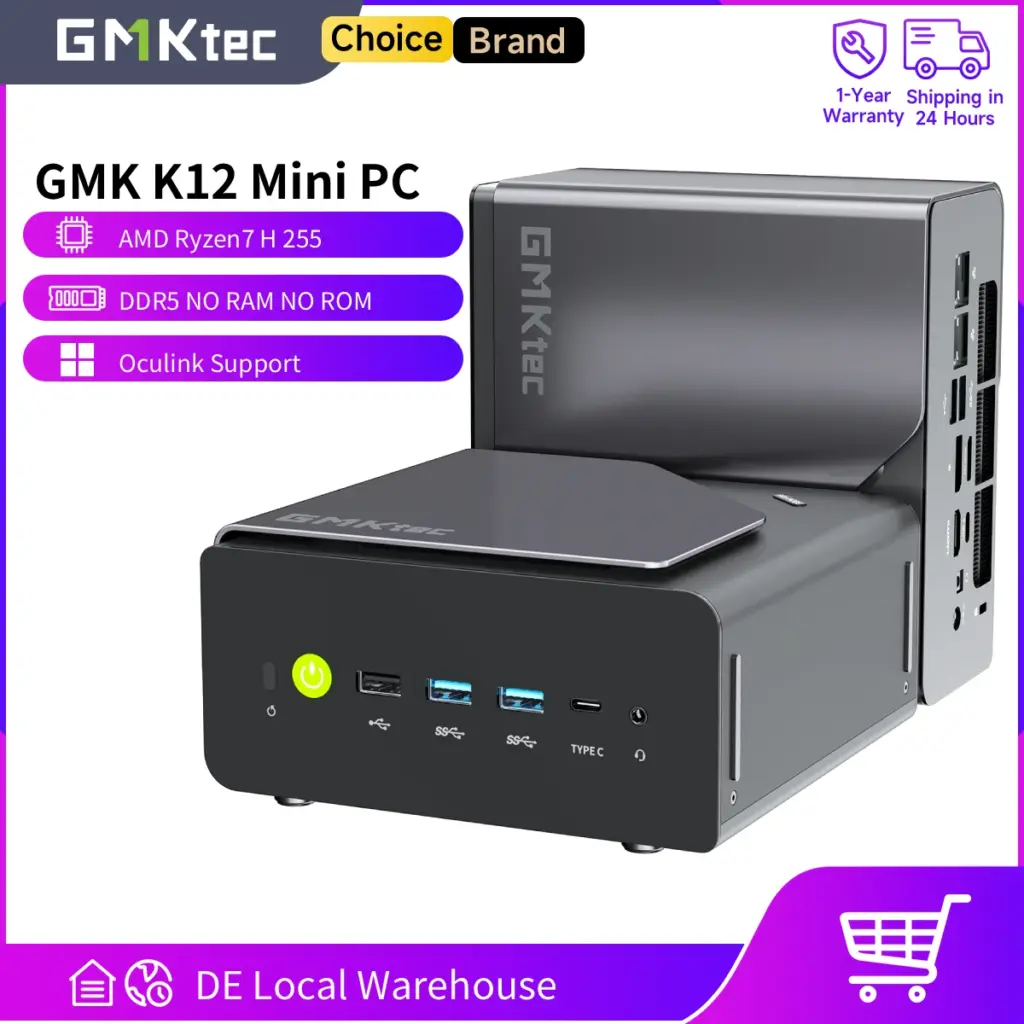 Mini PC GMKtec K12 barebone z Ryzen7 H255 i Radeon 780M