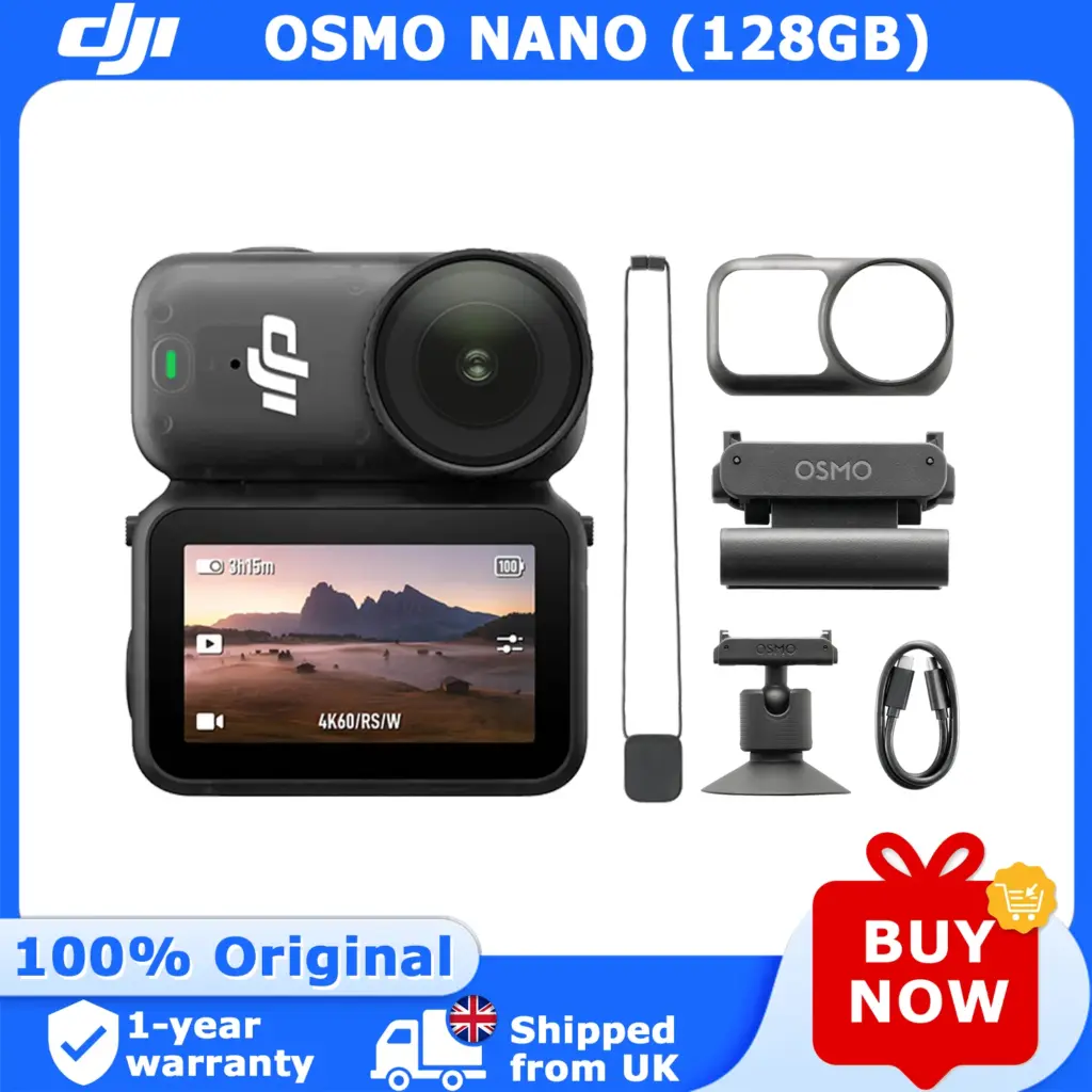 DJI Osmo Nano 4K Action Camera with 128GB, Vision Dock