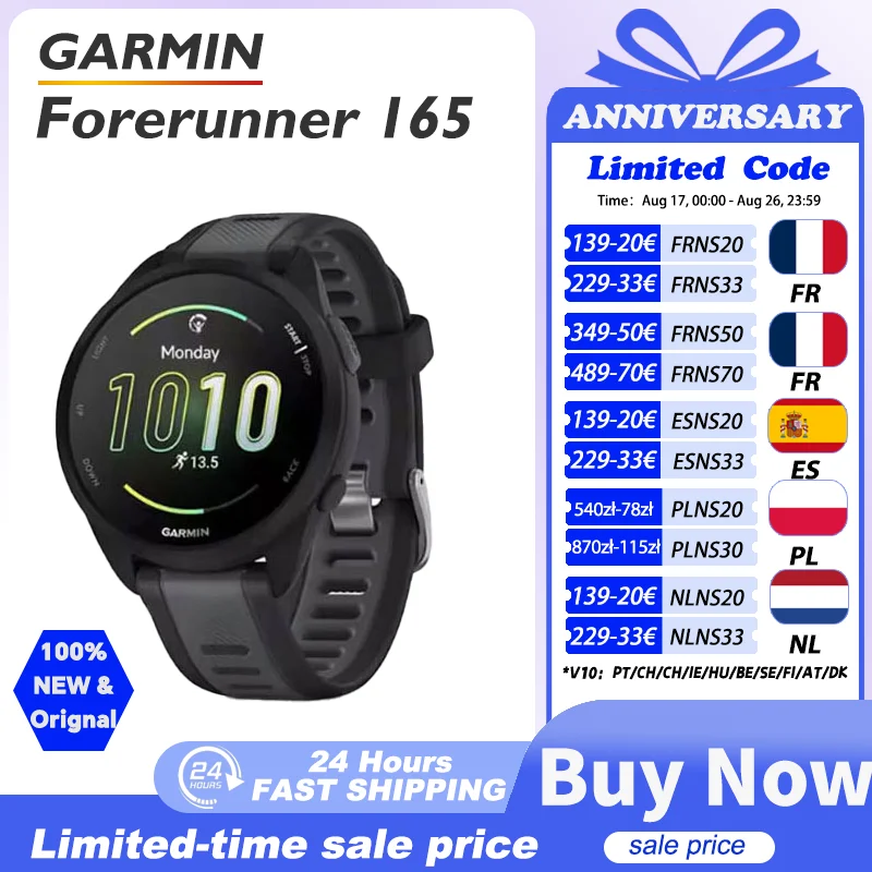 Reloj Garmin Forerunner 165 con sensor de oxímetro