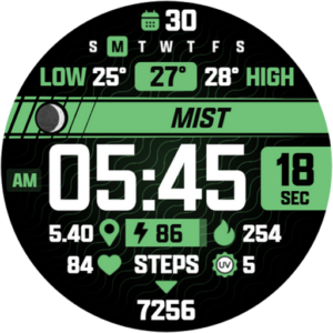 ATHLETIC Digital Watch Face für Wear OS 4+