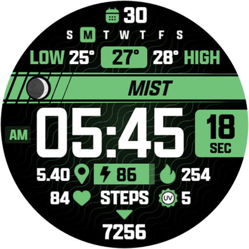ATHLETIC Digital Watch Face für Wear OS 4+