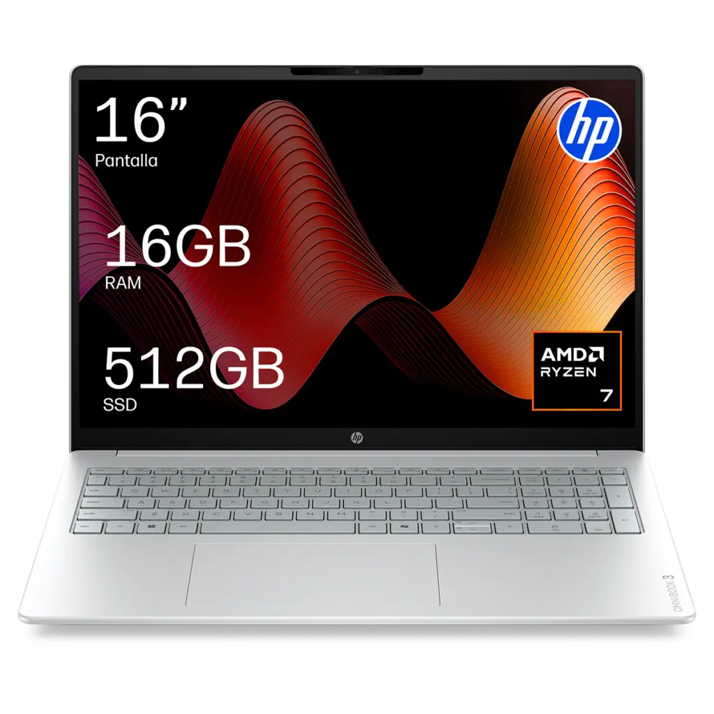 Portátil HP OmniBook 3 16-bw0001nsx, Ryzen 7-250, 16GB, 512GB SSD, 16″
