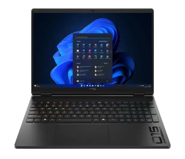 Laptop HyperX OMEN 15 z słuchawkami i zasilaczem
