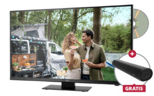 Berger Camping Fernseher 12 / 230 V mit Bluetooth Soundbar