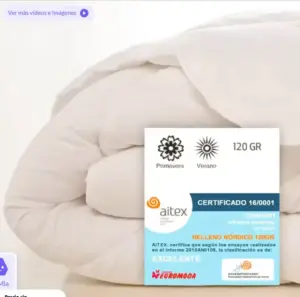 Relleno nórdico de microfibra para cama 90 cm