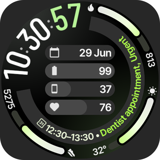 Vertex + Chrono Watch Face für WearOS im Google Play Store