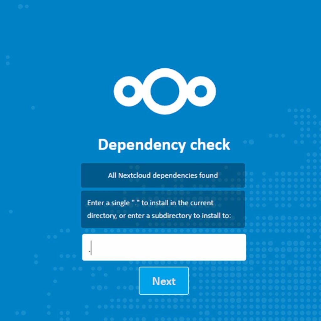 Nextcloud Setup-Wizard Schritt 2