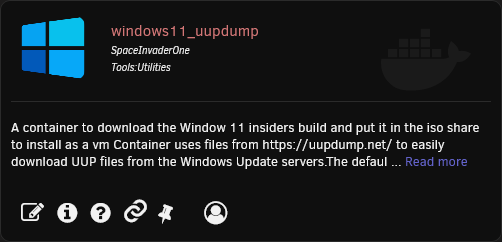 Suche nach Windows 11 im Apps-Tab der Unraid-WebUI