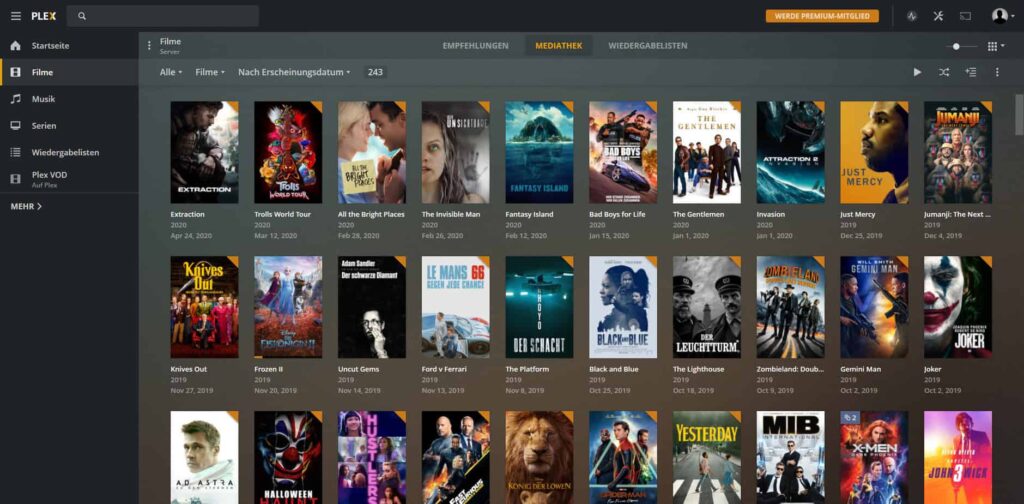 Plex Web-Oberfläche im Browser