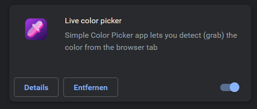Browser-Erweiterung Live Color Picker als Auslöser der Weiterleitung über getsearchredirecting.com