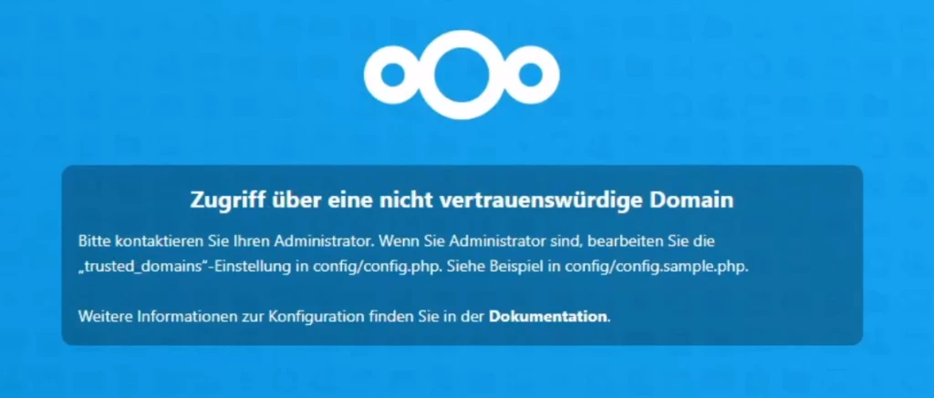 Nextcloud trusted domain error page