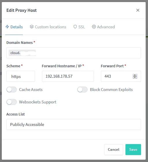 Neuen Proxy Host im Nginx Proxy Manager erstellen