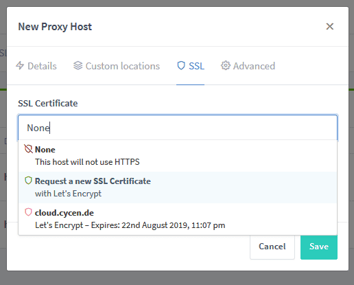 SSL-Zertifikat im Nginx Proxy Manager anfordern