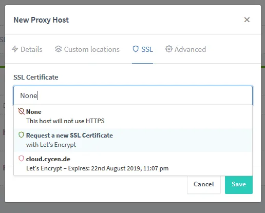 SSL-Zertifikat im Nginx Proxy Manager anfordern