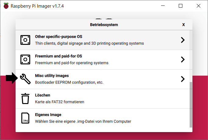 Raspberry Pi Imager EEPROM-Utility