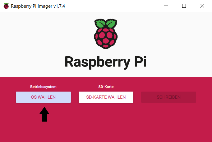 Raspberry Pi Imager Betriebssystem-Auswahl