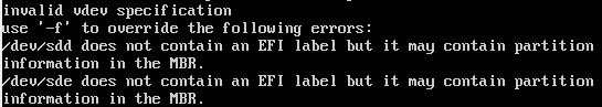 ZFS Fehlermeldung beim Anlegen eines Pools mit bereits genutzten Laufwerken