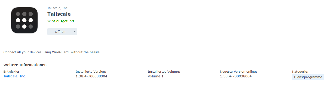 Tailscale im Synology Paket-Zentrum