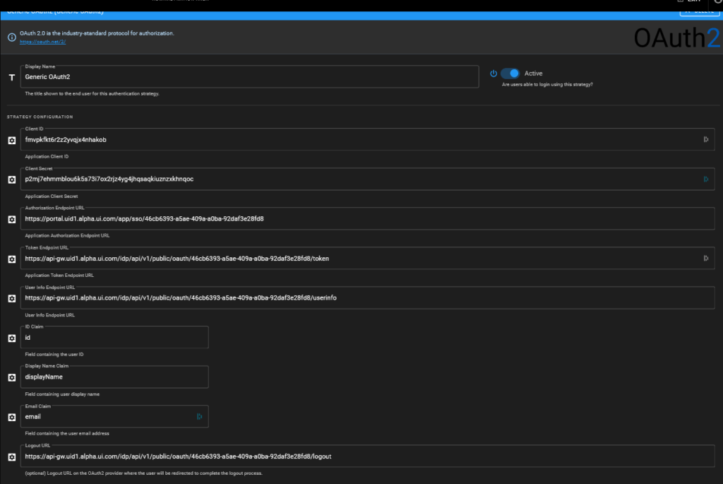 Endpoints und Claims in Wiki.js für Unifi UID eintragen
