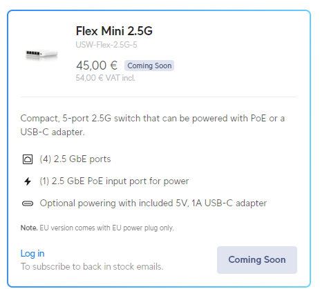 UniFi USW-Flex-2.5G mit 2,5 Gbit pro Port