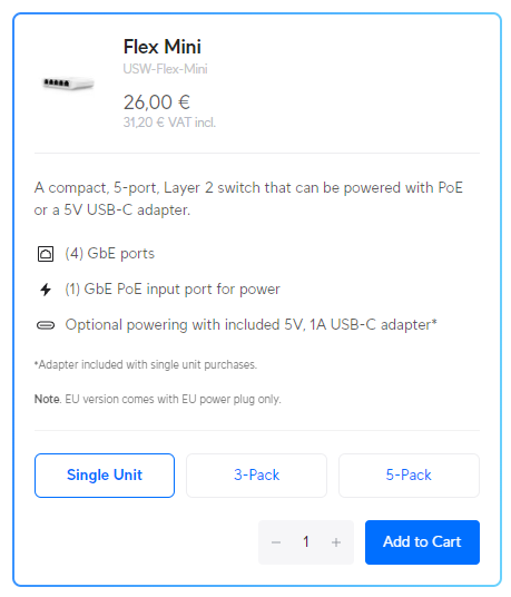 UniFi USW-Flex-Mini mit Gigabit-Ethernet