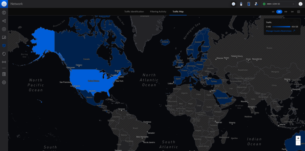 Traffic-Map mit blockierten Ländern
