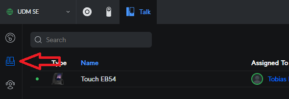 UniFi Talk Menü mit dem Reiter Assignments zum Zuweisen von Geräten